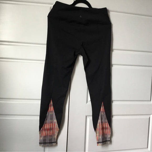Prana Pants - Praha- women black leggings with multi color bottom strips